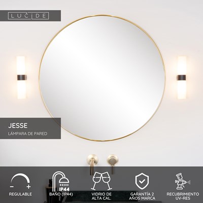 Lucide JESSE - Lámpara de pared Baño - 2xG9 - IP44 - Negro